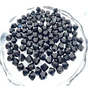 100pcs Beads for Jewelry #21975 Black Bicone Glass Beads